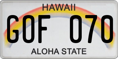 HI license plate GOF070