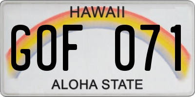 HI license plate GOF071