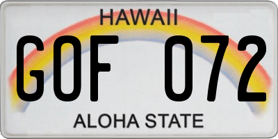 HI license plate GOF072