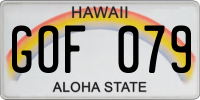 HI license plate GOF079