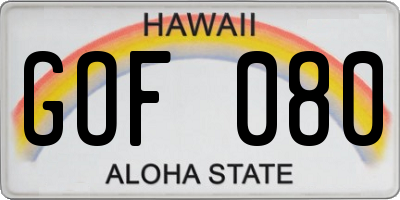 HI license plate GOF080