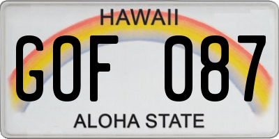 HI license plate GOF087
