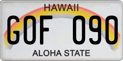 HI license plate GOF090