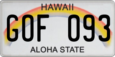 HI license plate GOF093