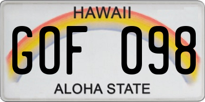 HI license plate GOF098