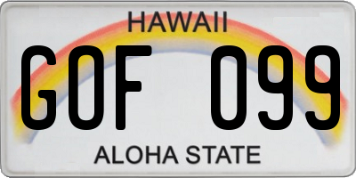 HI license plate GOF099