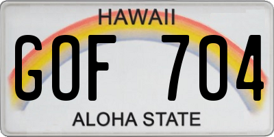 HI license plate GOF704