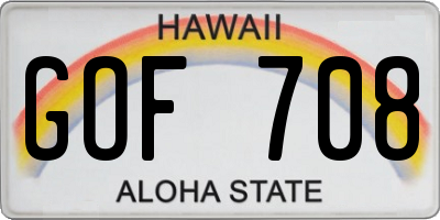 HI license plate GOF708