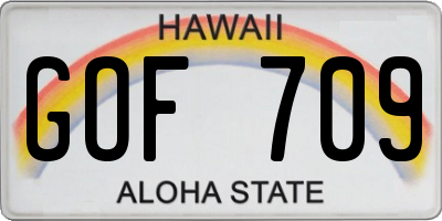 HI license plate GOF709