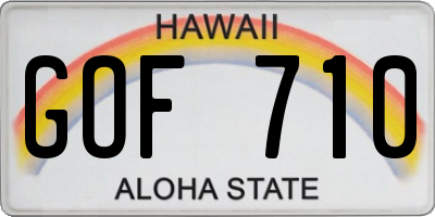 HI license plate GOF710