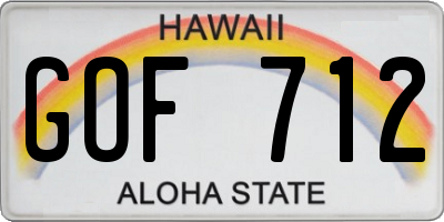 HI license plate GOF712