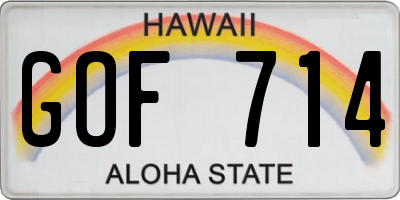 HI license plate GOF714