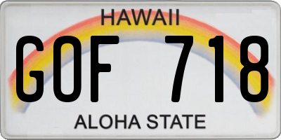 HI license plate GOF718
