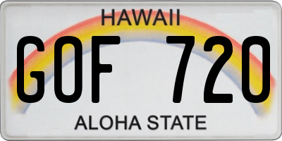 HI license plate GOF720