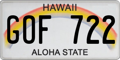 HI license plate GOF722