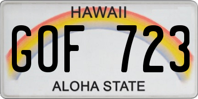 HI license plate GOF723