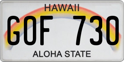 HI license plate GOF730