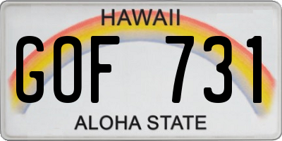 HI license plate GOF731