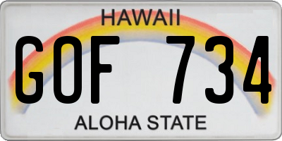 HI license plate GOF734