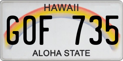 HI license plate GOF735