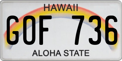 HI license plate GOF736