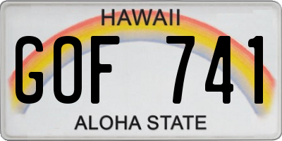 HI license plate GOF741