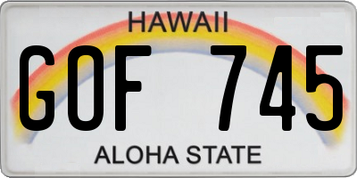 HI license plate GOF745