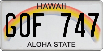 HI license plate GOF747