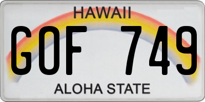 HI license plate GOF749