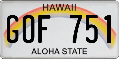 HI license plate GOF751