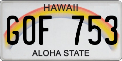HI license plate GOF753