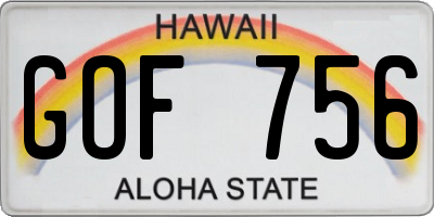 HI license plate GOF756