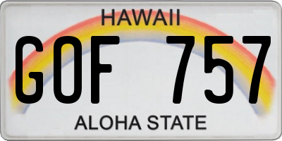 HI license plate GOF757