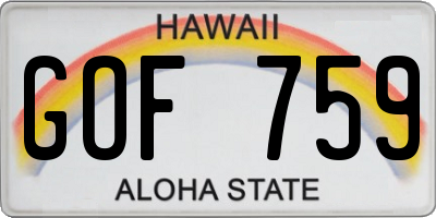 HI license plate GOF759