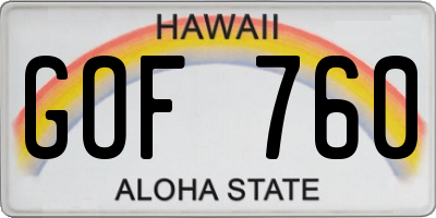 HI license plate GOF760