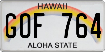 HI license plate GOF764