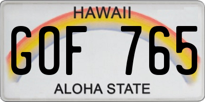 HI license plate GOF765