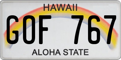 HI license plate GOF767