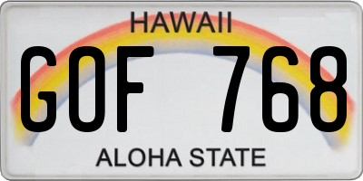 HI license plate GOF768