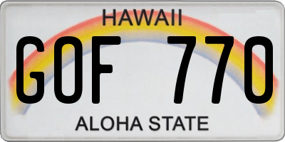 HI license plate GOF770