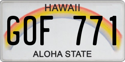HI license plate GOF771