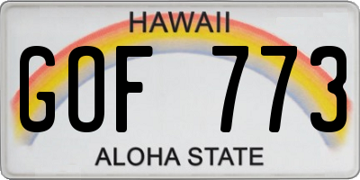 HI license plate GOF773