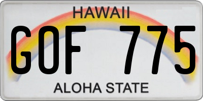 HI license plate GOF775