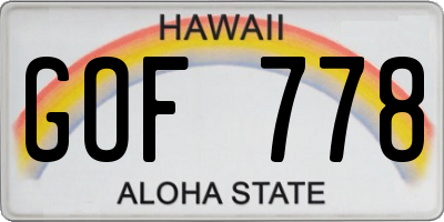 HI license plate GOF778