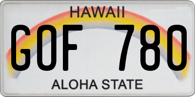 HI license plate GOF780