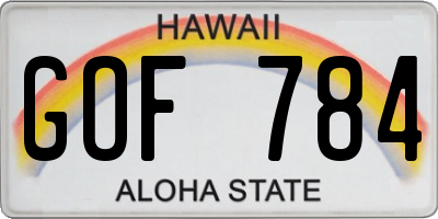 HI license plate GOF784