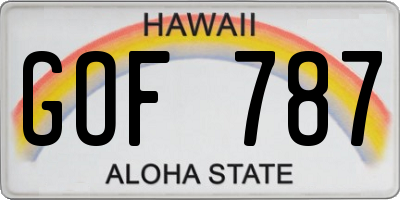 HI license plate GOF787