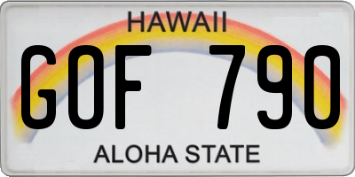 HI license plate GOF790