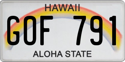 HI license plate GOF791
