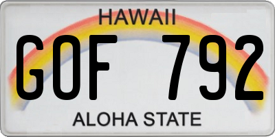 HI license plate GOF792